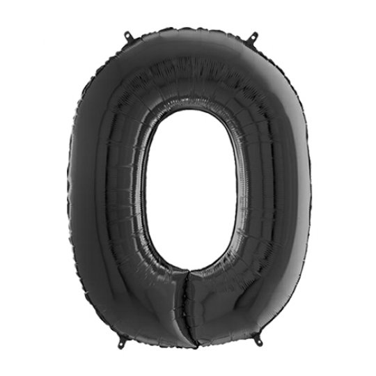 26 INCH BLACK NUMBER 0 FOIL BALLOON