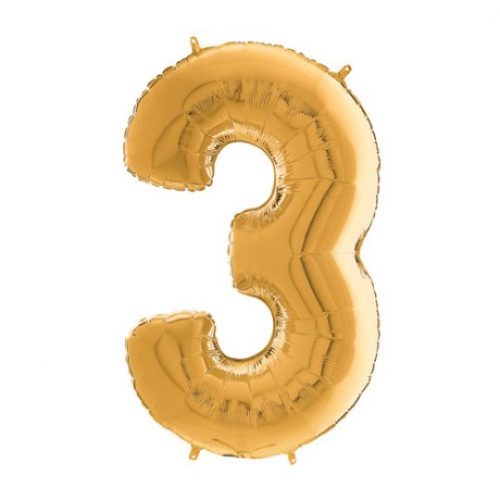 26 INCH GOLD NUMBER 3 FOIL BALLOON