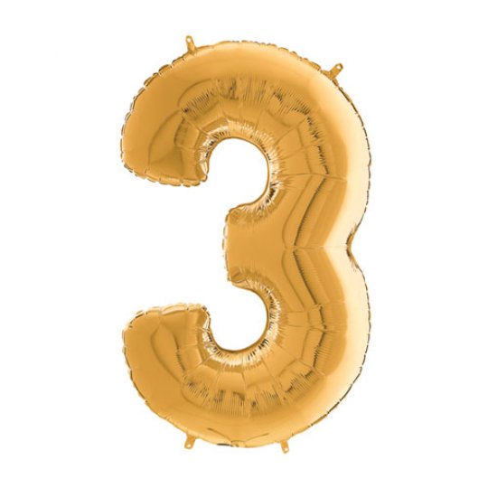 26 INCH GOLD NUMBER 3 FOIL BALLOON
