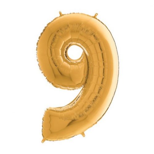 26 INCH GOLD NUMBER 9 FOIL BALLOON