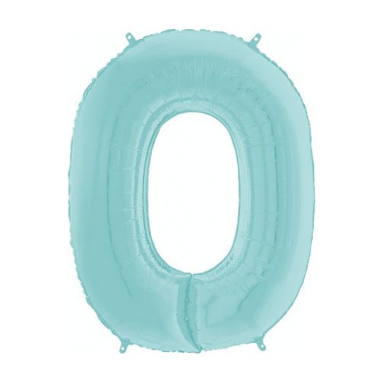 26 INCH PASTEL BLUE NUMBER 0 FOIL BALLOON