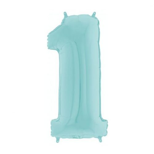 26 INCH PASTEL BLUE NUMBER 1 FOIL BALLOON