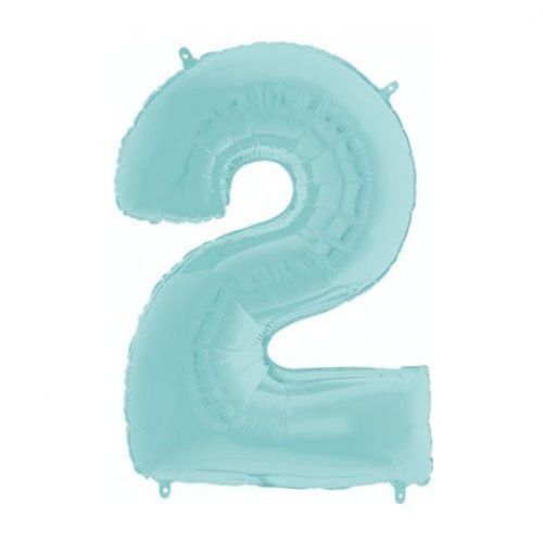 26 INCH PASTEL BLUE NUMBER 2 FOIL BALLOON