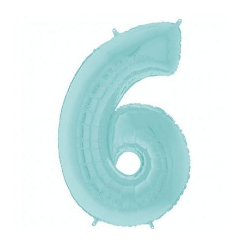 26 INCH PASTEL BLUE NUMBER 6 FOIL BALLOON