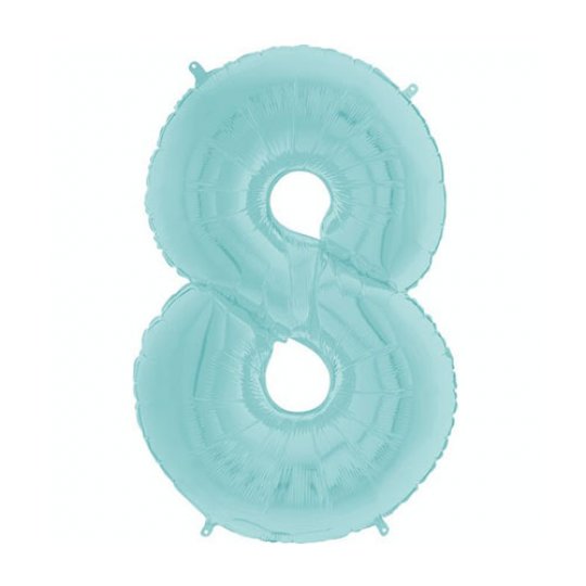 26 INCH PASTEL BLUE NUMBER 8 FOIL BALLOON