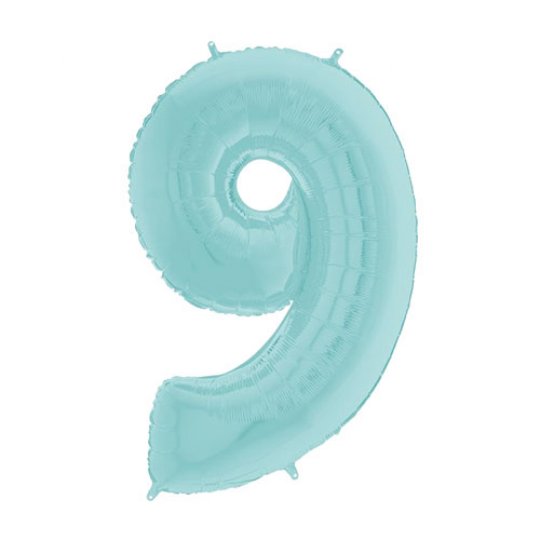 26 INCH PASTEL BLUE NUMBER 9 FOIL BALLOON