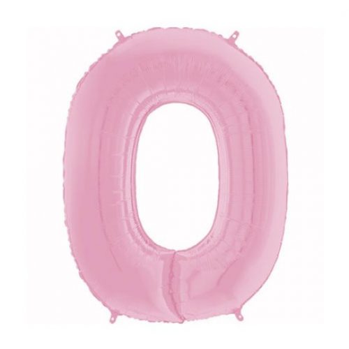 26 INCH PASTEL PINK NUMBER 0 FOIL BALLOON