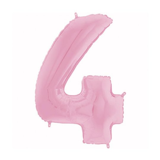 26 INCH PASTEL PINK NUMBER 4 FOIL BALLOON