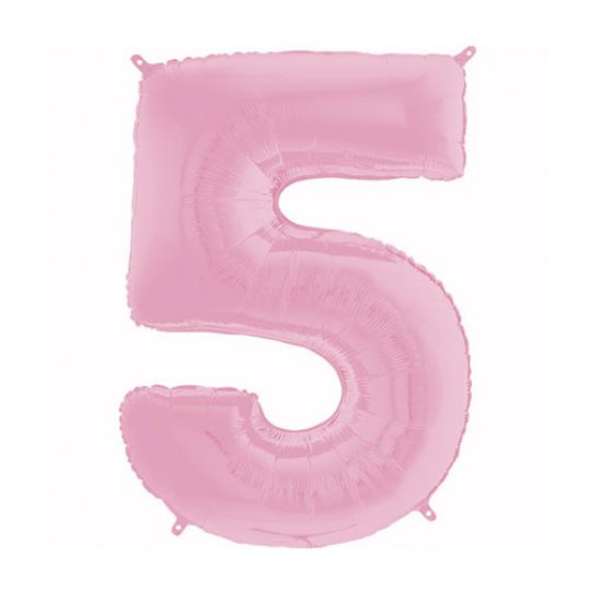 26 INCH PASTEL PINK NUMBER 5 FOIL BALLOON