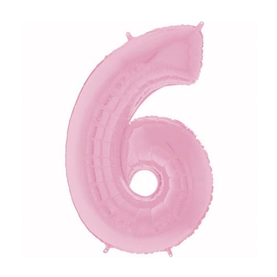 26 INCH PASTEL PINK NUMBER 6 FOIL BALLOON