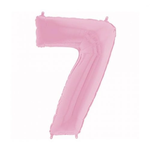 26 INCH PASTEL PINK NUMBER 7 FOIL BALLOON