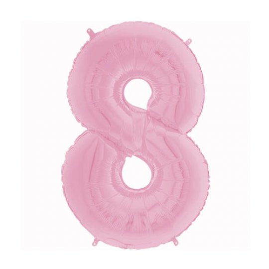 26 INCH PASTEL PINK NUMBER 8 FOIL BALLOON