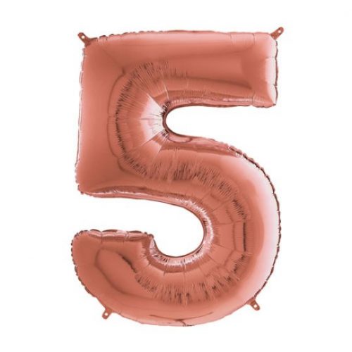 26 INCH ROSE GOLD NUMBER 5 FOIL BALLOON