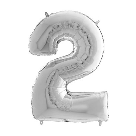 26 INCH SILVER NUMBER 2 FOIL BALLOON