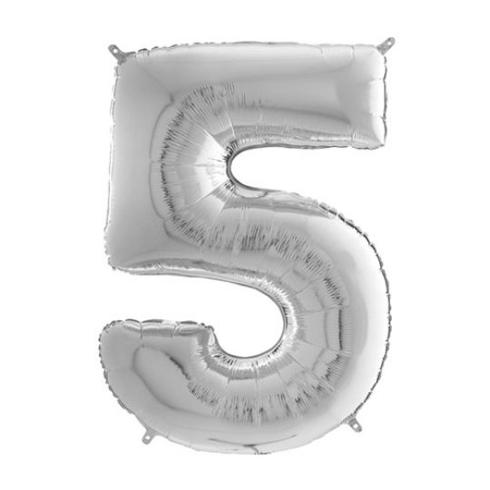 26 INCH SILVER NUMBER 5 FOIL BALLOON