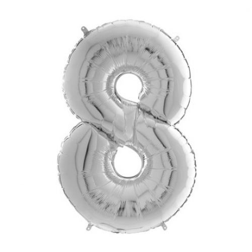 26 INCH SILVER NUMBER 8 FOIL BALLOON