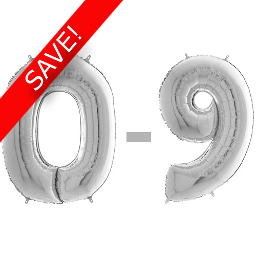 26 inch Silver Numbers Starter Kit - 36 Balloons