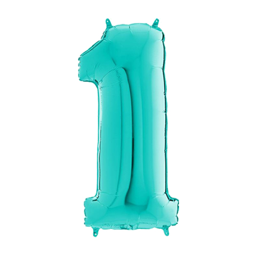 26 inch Tiffany Blue Number 1 Foil Balloon (1)