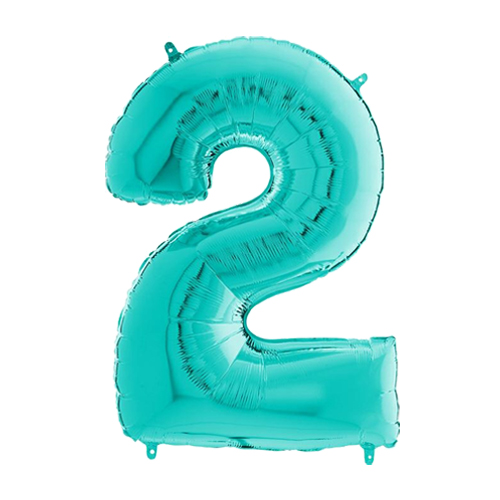 26 inch Tiffany Blue Number 2 Foil Balloon (1)