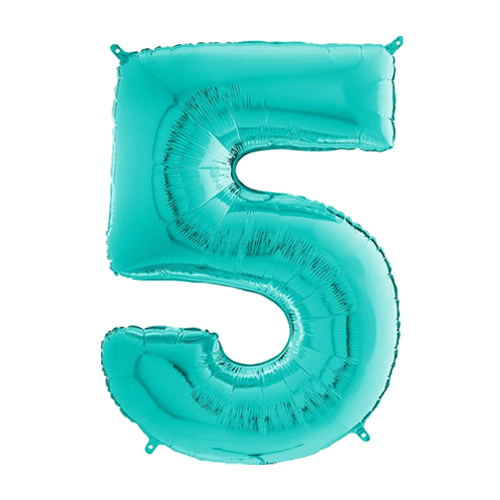 26 inch Tiffany Blue Number 5 Foil Balloon (1)