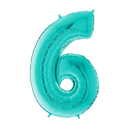 26 inch Tiffany Blue Number 6 Foil Balloon (1)