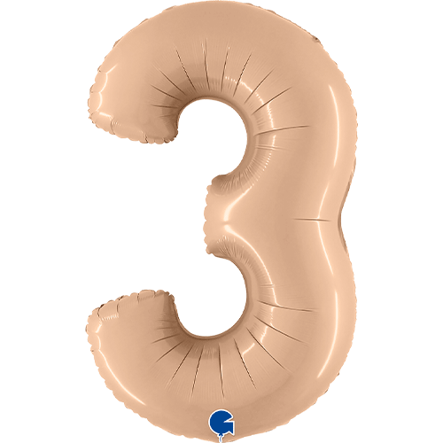40 inch Nude Number 3 Satin Foil Balloon (1)