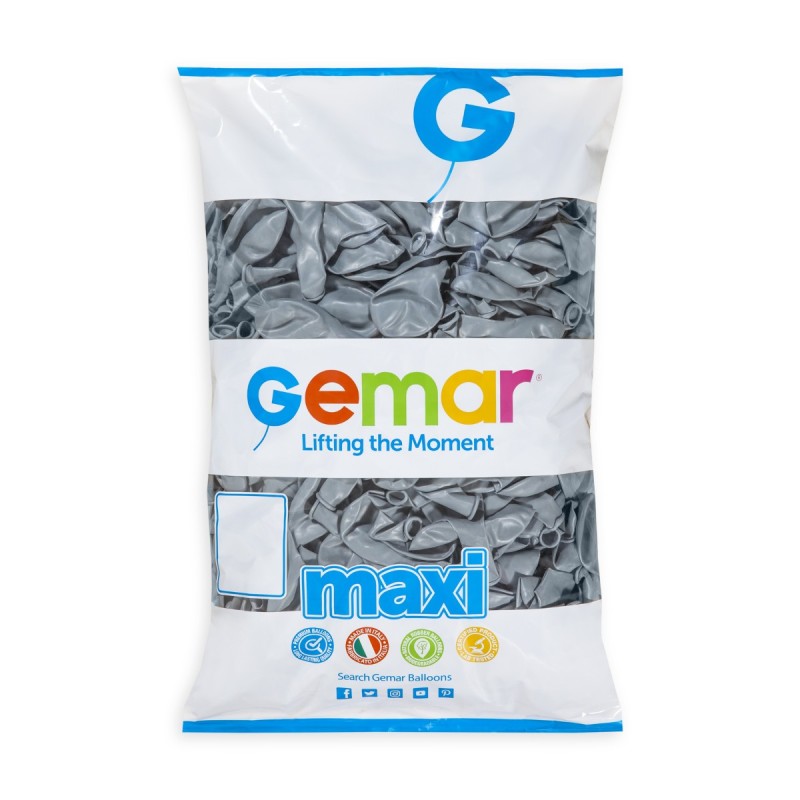 11" Gemar #070 Grey Latex Balloons -Maxi Bag (500) - 117097