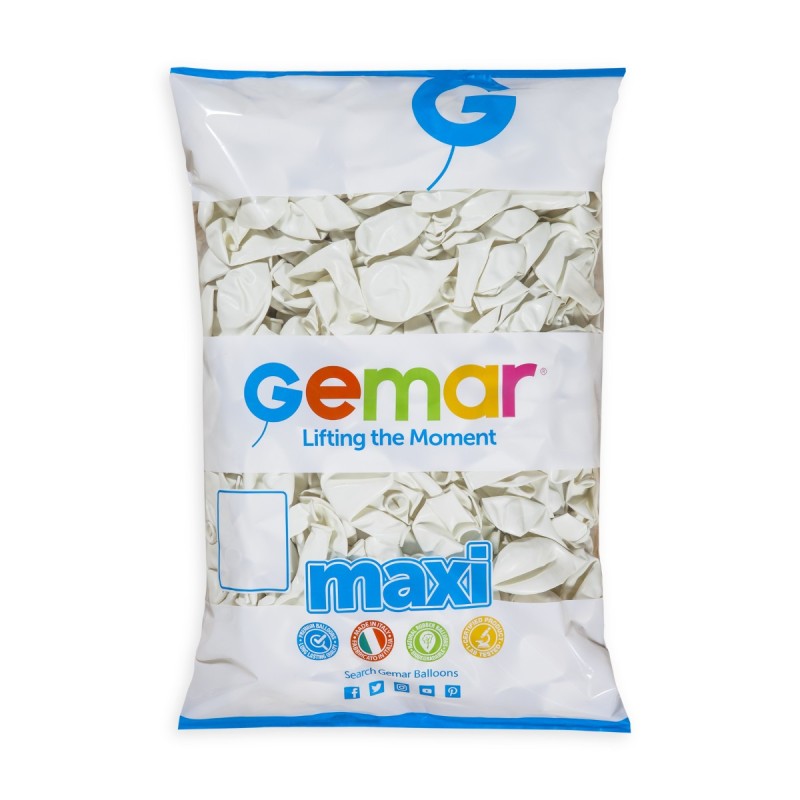 11" Gemar #001 White Latex Balloons - Maxi Bag (500) - 110197