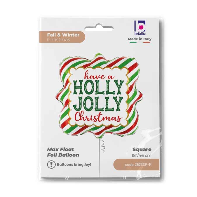 18" Holly Jolly Square Foil Balloon (1)